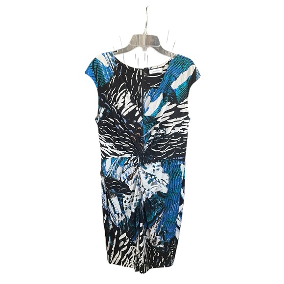 Calvin Klein Colorful Ruched Sleeveless Abstract Print Sheath Dress Women's 12 - Picture 1 of 8